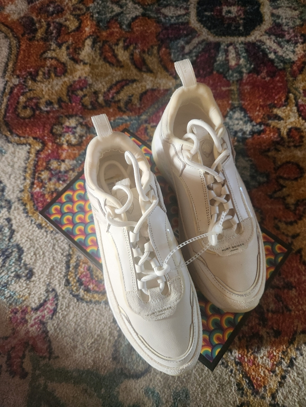 Kurt Geiger Off-White Cream Leather & Suede Sneakers